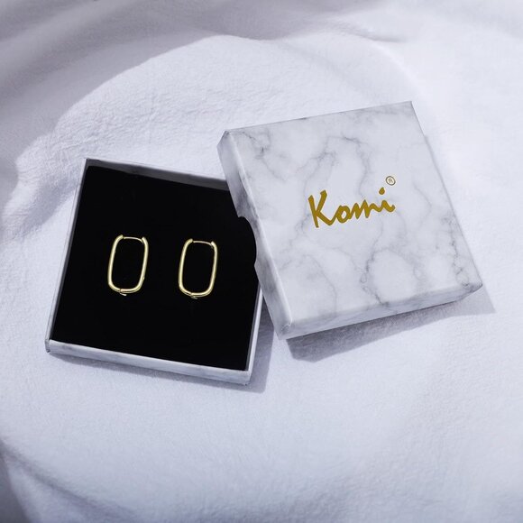 Women's 18K Gold-plated Zircon Earrings Hoop Dangle U-shaped Earring Golden - Picture 9 of 9